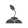 Young sprout grows icon in flat style.